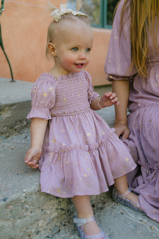 Baby Starry Nights Dress Set in Lilac