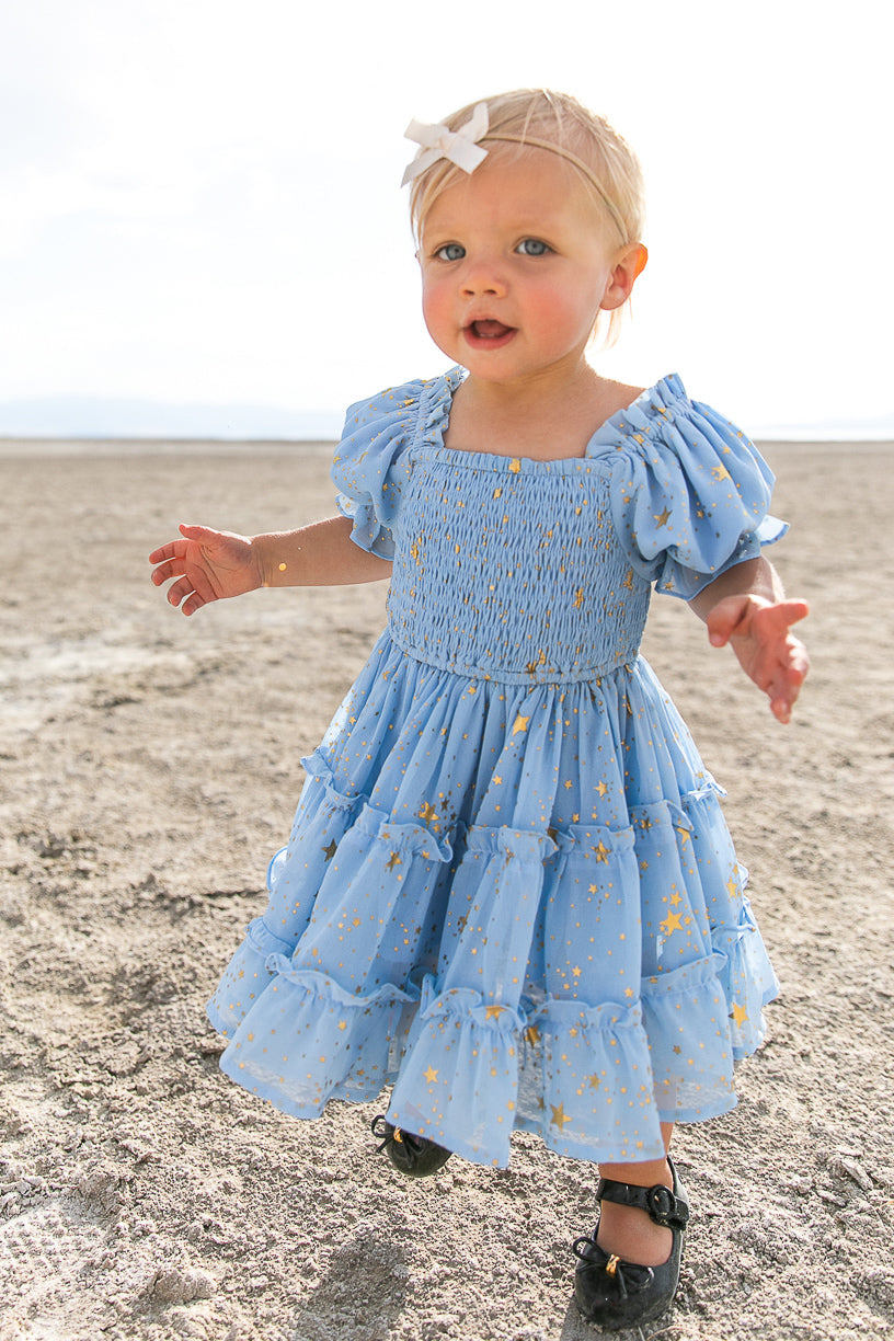 Baby Starry Nights Dress Set in Baby Blue
