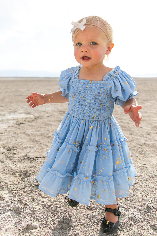 Baby Starry Nights Dress Set in Baby Blue