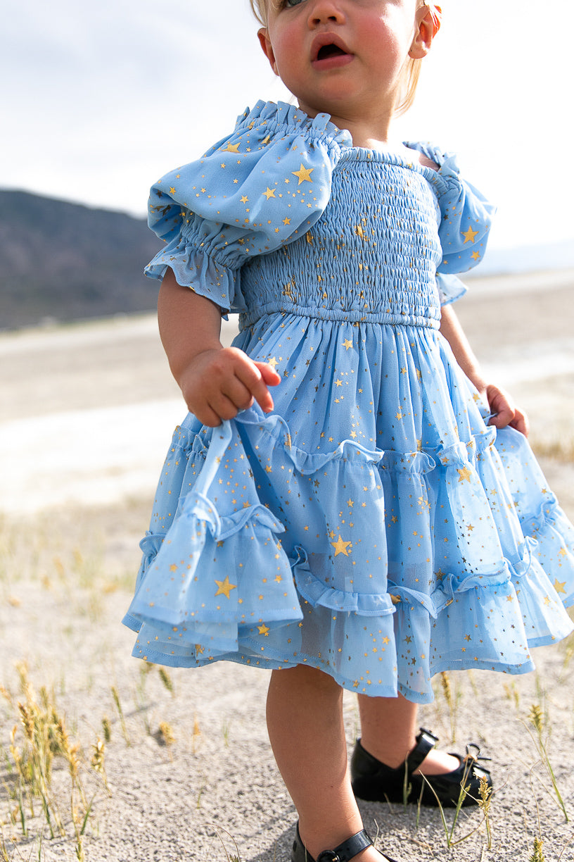 Baby Starry Nights Dress Set in Baby Blue