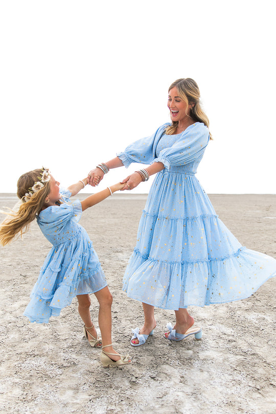 Mini Starry Nights Dress in Baby Blue