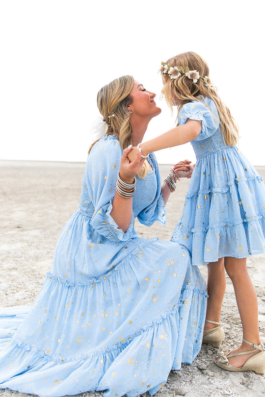 Mini Starry Nights Dress in Baby Blue