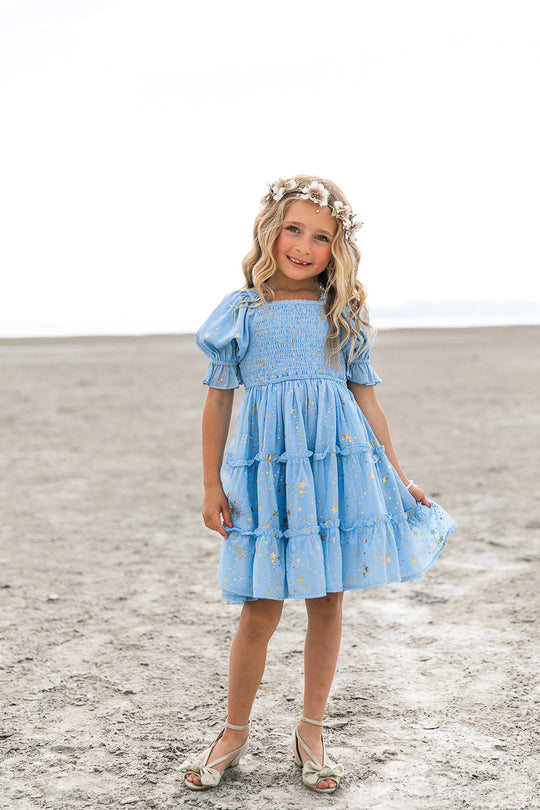 Mini Starry Nights Dress in Baby Blue