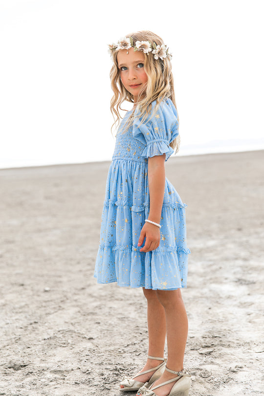 Mini Starry Nights Dress in Baby Blue