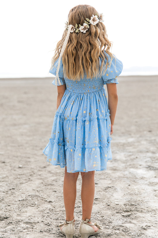 Mini Starry Nights Dress in Baby Blue