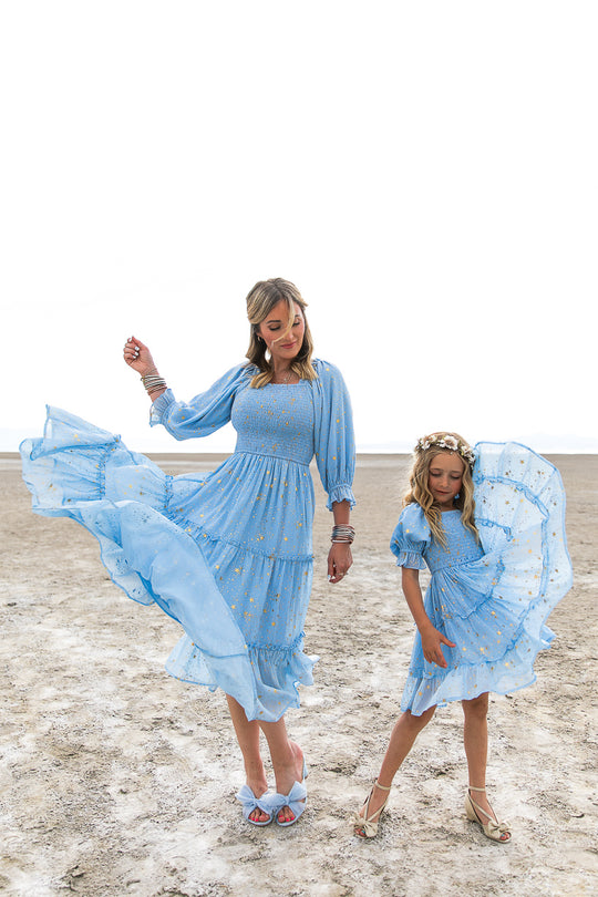 Mini Starry Nights Dress in Baby Blue