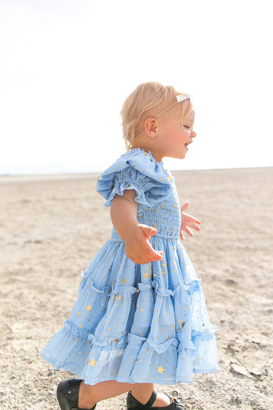 Baby Starry Nights Dress Set in Baby Blue