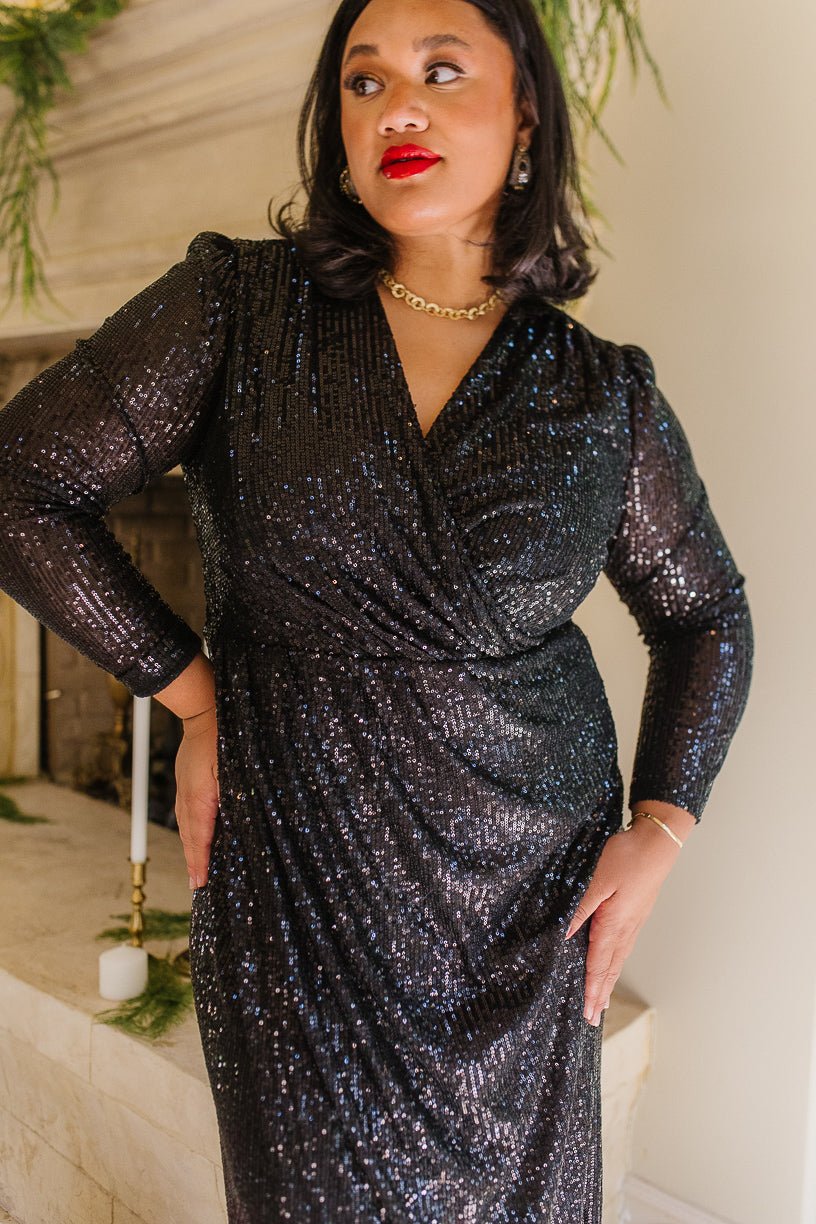 sequin wrap dress