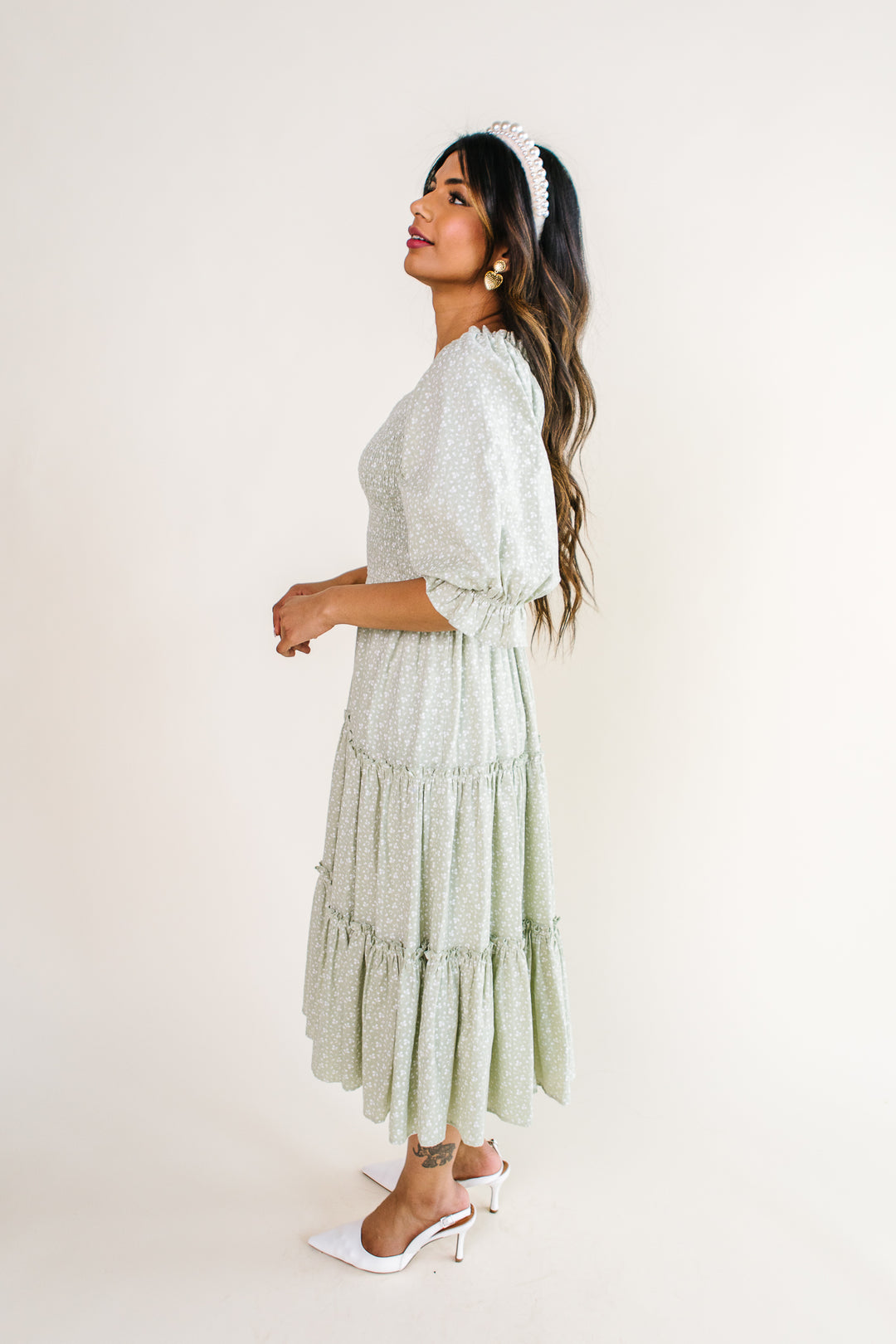Amber Floral Dress in Green - FINAL SALE
