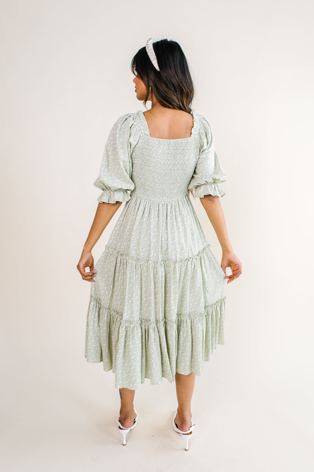 Amber Floral Dress in Green - FINAL SALE