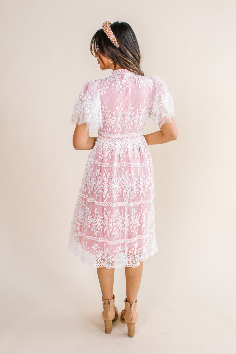 Sicily Dress with Flutter Sleeves in Pink - FINAL SALE-Adult