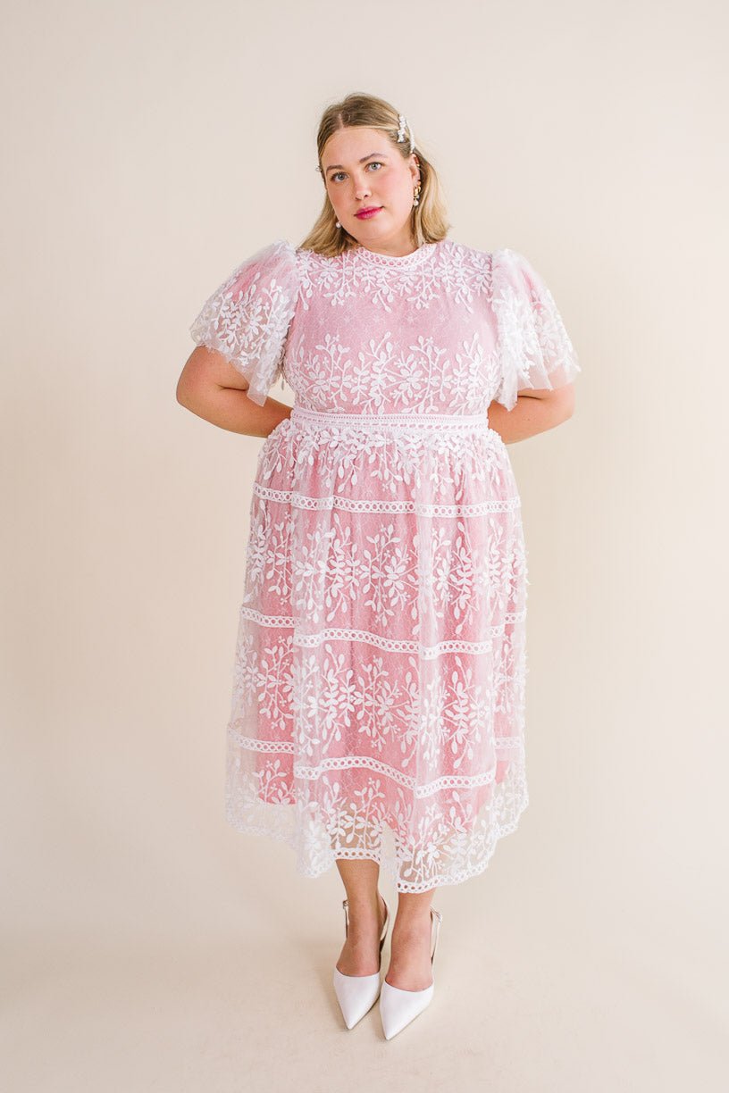 Sicily Dress with Flutter Sleeves in Pink - FINAL SALE-Adult