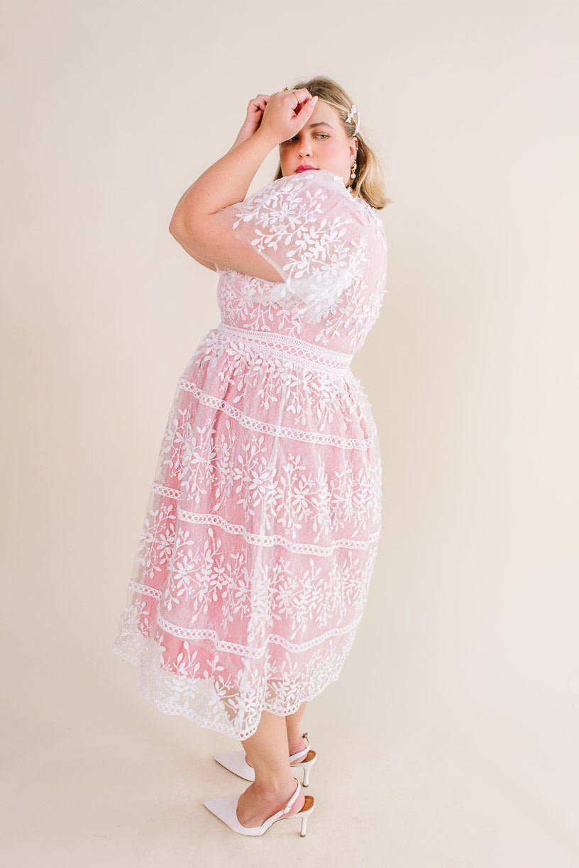 Sicily Dress with Flutter Sleeves in Pink - FINAL SALE