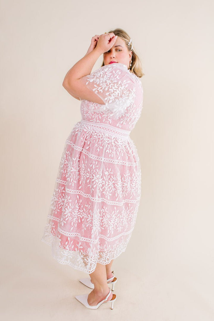 Sicily Dress with Flutter Sleeves in Pink - FINAL SALE-Adult