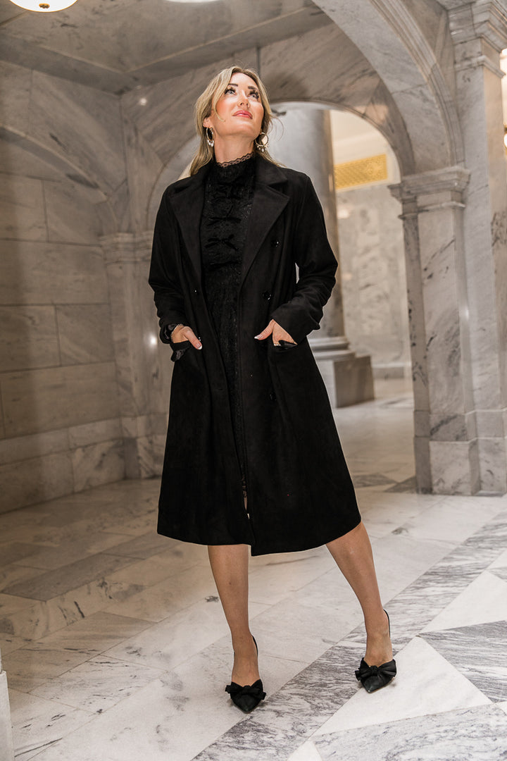 Tabitha Coat in Black Suede - FINAL SALE