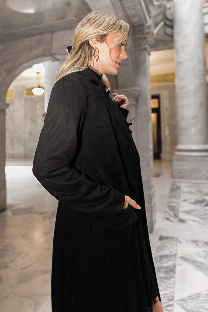 Tabitha Coat in Black Suede - FINAL SALE