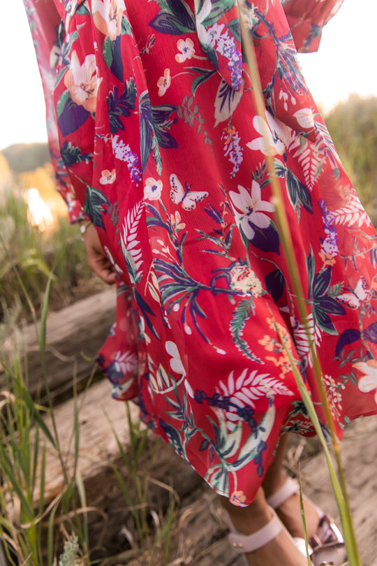 Laney Dress in Red Floral