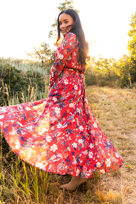 Laney Dress in Red Floral