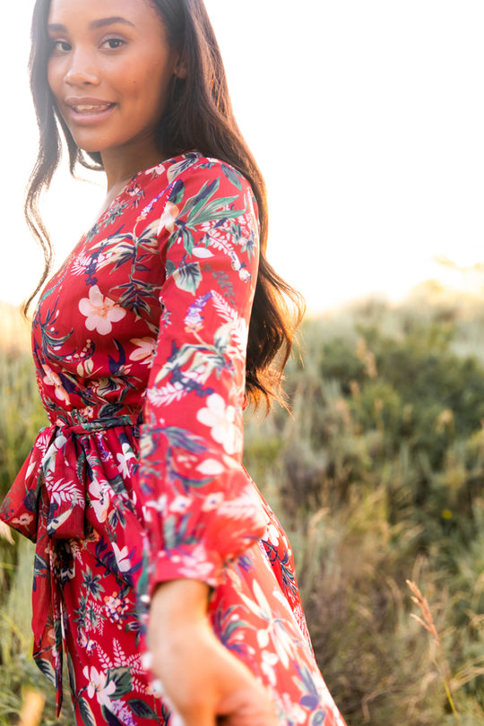 Laney Dress in Red Floral