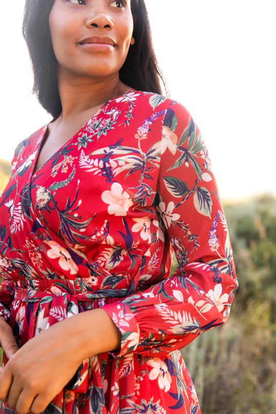 Laney Dress in Red Floral