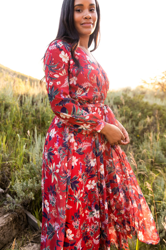 Laney Dress in Red Floral