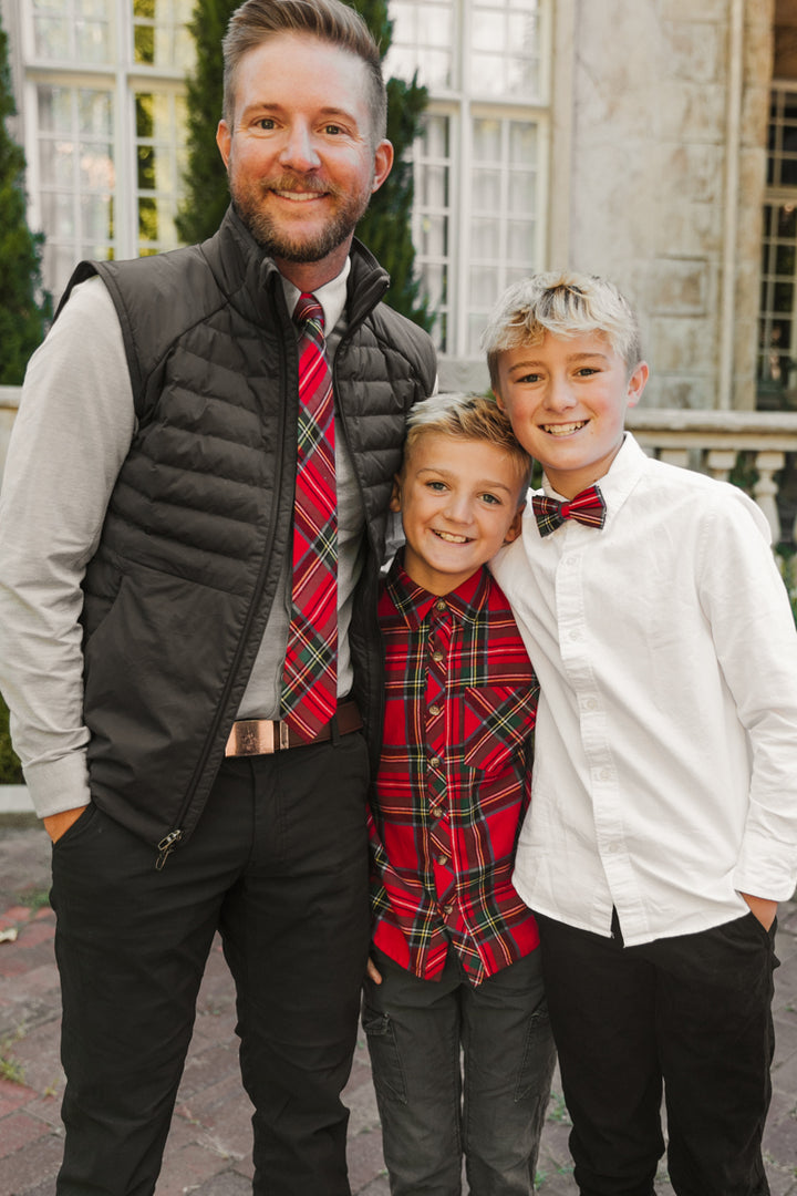 Madeline Boys Shirt in Holiday Plaid