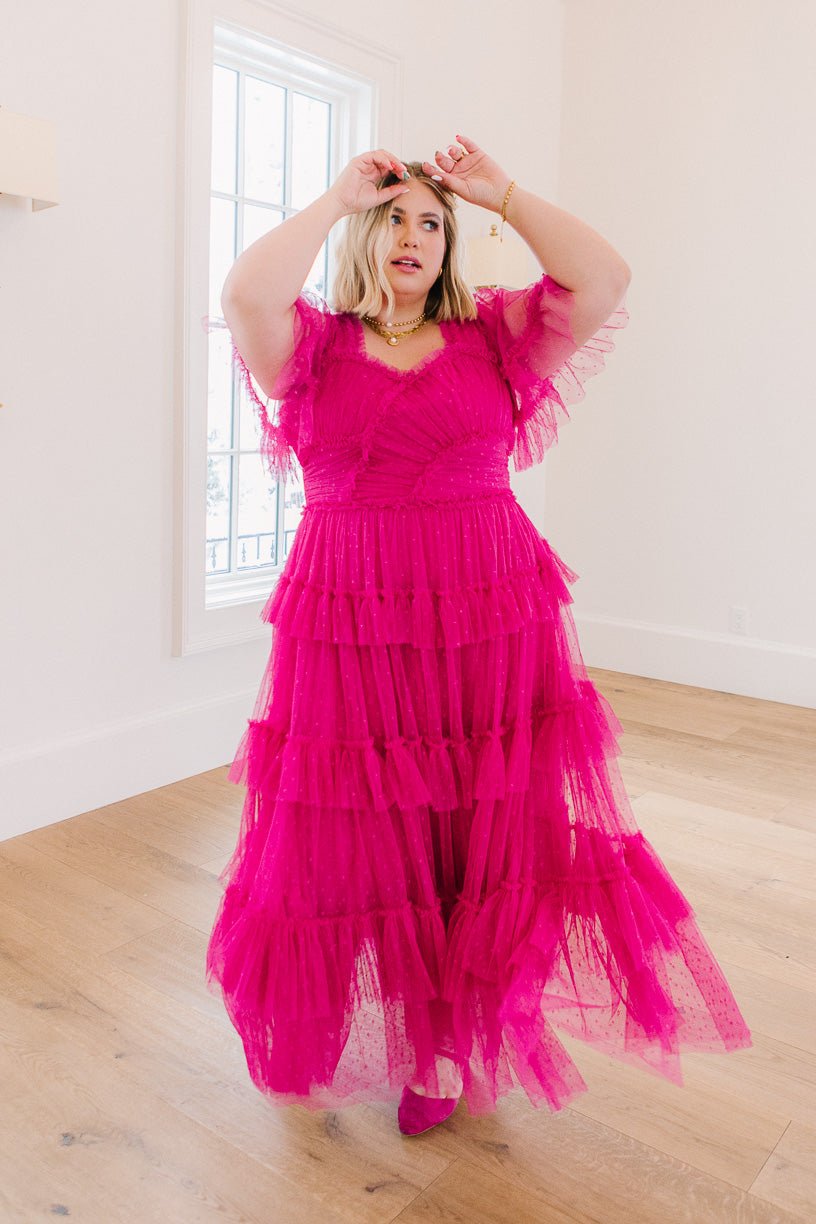 Vtg 50s Fuchsia Pink Illusion Silk Full Party Dress w/ Bow back-Bust 36/XS  | eBay