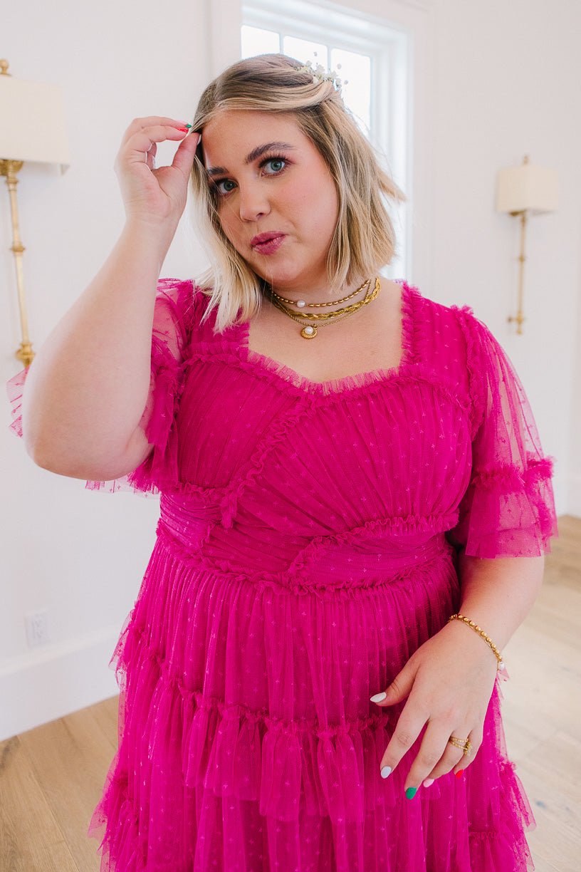 Whimsical Dress with Sweetheart-Neck in Fuchsia - FINAL SALE-Adult