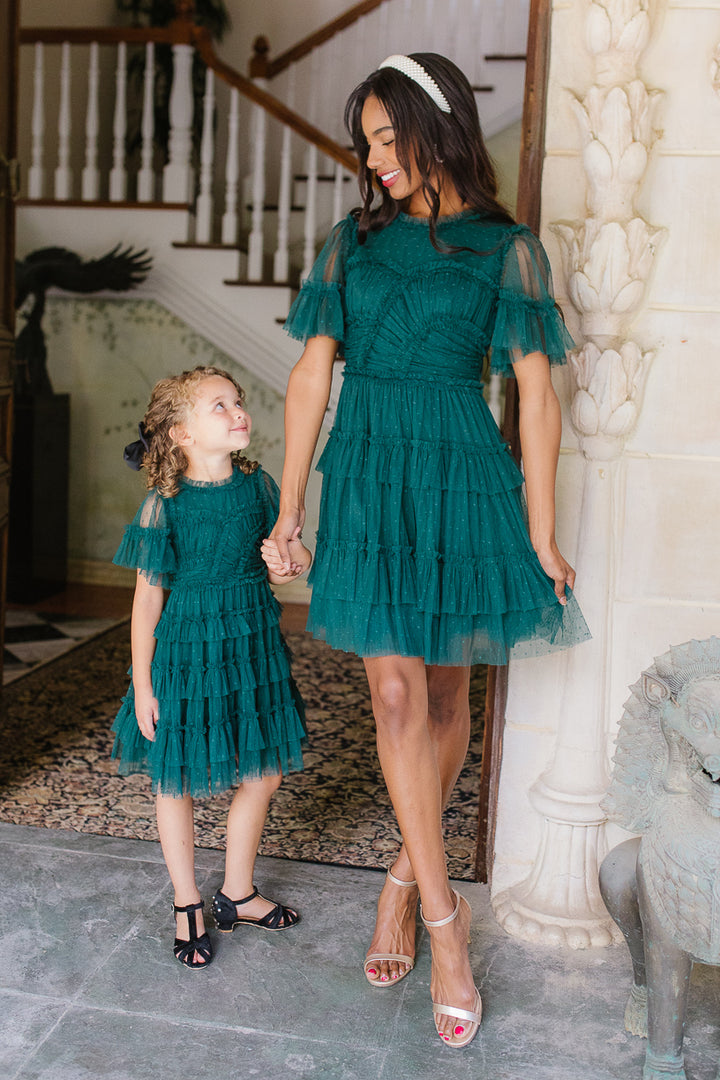 Mini Whimsical Dress in Emerald - FINAL SALE