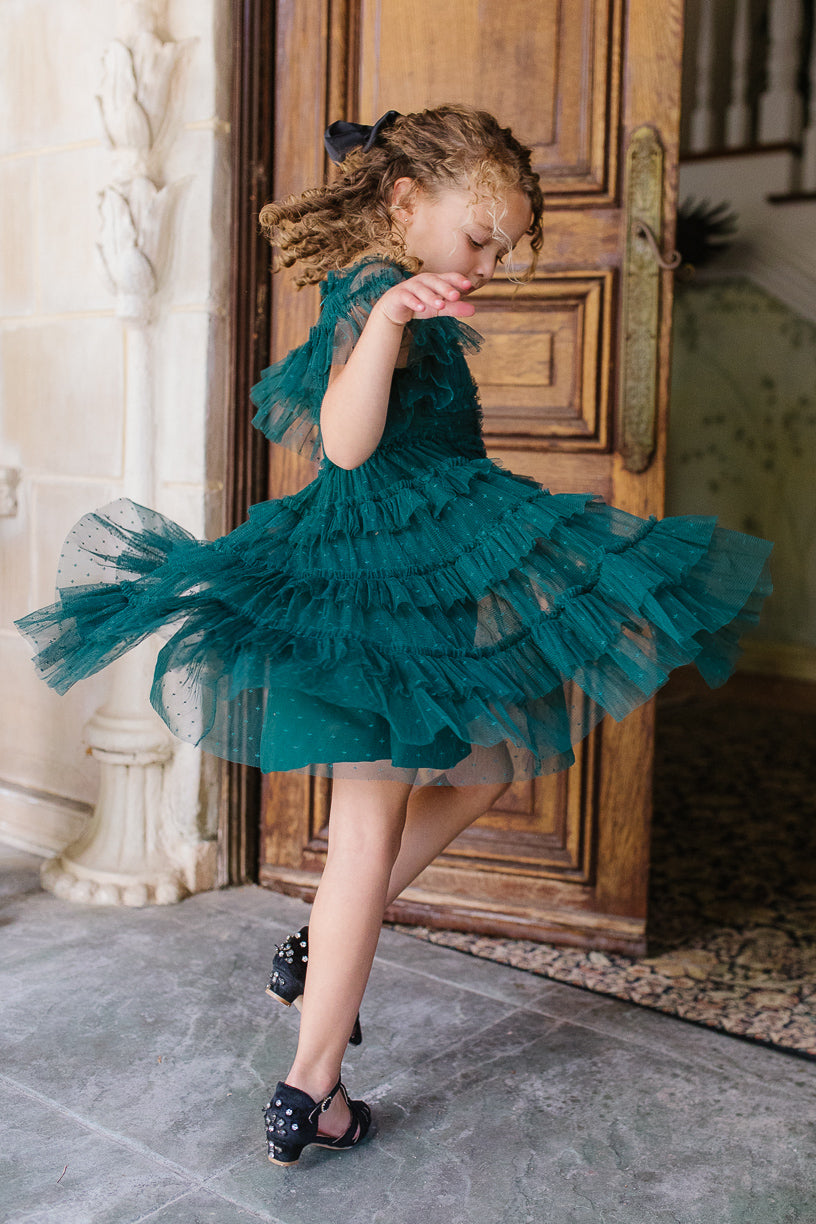 Mini Whimsical Dress in Emerald - FINAL SALE