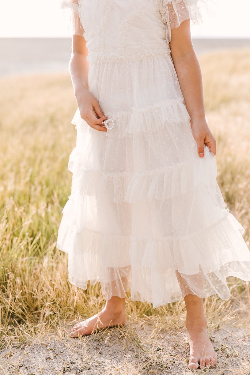 Mini Maxi Whimsical Dress in White-Mini
